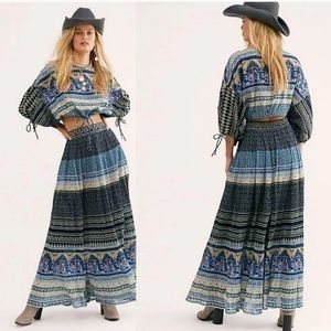 RARE Free People Global Set- Boho Western skirt seta